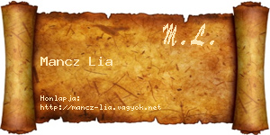 Mancz Lia névjegykártya